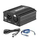 Neewer 1-Channel 48V Phantom Power Supply with 5 feet USB Cable, Bonus+XLR 3 Pin Microphone Cable for Any Condenser Microphone Music Recording Equipment