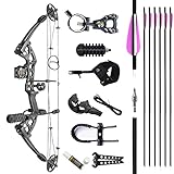 AMEYXGS Archery Compound Bows Kit Draw Weight 30-55 lbs Hunting Bow IBO 310fps Adults Archery with Hunting Accessories - Right Handed (Black)