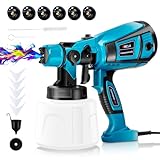 UINCLU Paint Sprayer, 750W Spray Gun with 1400ML Container, 6 Brass Nozzles and 3 Patterns, Spray Smooth, Easy to Clean, Idea for Furniture, Cabinets, Fence, Walls, Door, Garden Chairs ect (Upgraded)