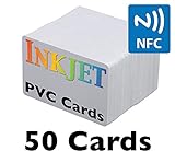 Inkjet PVC Cards with NFC Chip (NTAG215) - Brainstorm ID's Enhanced Ink Receptive Coating, Waterproof & Double Sided Printing, Epson & Canon Inkjet Printers (50 Inkjet Printable ID Cards)