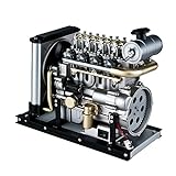 DjuiinoStar Mini 4-Cylinder Diesel Engine Model (450+ Pieces Components, 3-5 Hours Assembly Time), Miniature Metal Mechanical Assembly Kit DM115