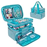 SINGER Sewing Accessories Organizer (Bag Only) – Double Layer Portable Sewing Storage Bag with 2 Detachable Pouches and 18 Storage Compartments, Large Sewing Supplies Organizer and Crafting Carry-All