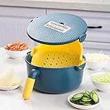 UD Handheld Mandoline Slicer Fruits Grater - 6 Changeable Blades Vegetable Cutter with Drain Basket Perfect for Salad, Zucchini, Carrots, Onions and All Vegetables (Round)