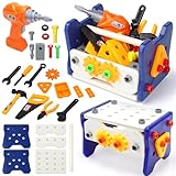 Skirtoy Kids Tool Set, 54PCS Tool Kit for Kids with Electric Drill, Toddler Take Apart Toys, STEM Montessori Educational Preschool Toys, Birthday Easter Family Day Gifts for Kids Boy Girls