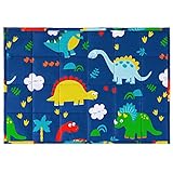 ROKDUK Kids Weighted Lap Pads for Dog Pet Throw Blanket Toddler 17x22in 2 Pounds 100% Oeko-Tex Natural Egyptian Cotton 1200TC with Glass Beads, Printed Dark Blue Dinosaur