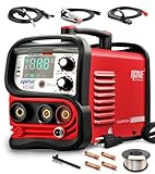 HONE Flux Core Welder 110V, Actual 140Amp MIG Welder 3 in 1 Synergic Gasless Wire Welder/Stick Welder/Lift TIG Welding Machine, IGBT Inverter with Large LED Display and 2lb Welding Wire.