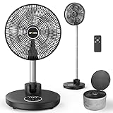 SPOVEN Oscillating Standing Portable Fan, 12' Foldable Fan 12000mAh Battery Operated Rechargeable for Bedroom and Outdoor with Remote Control Height Adjustable, Ventilador Portátil Recargable