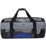 PACMAXI Mesh Diving Duffel Bag, Collapsible Large Beach Bags and Totes with Zipper, Diving and Snorkeling Gear & Equipment Tote Holds Mask, Fins, Snorkel.