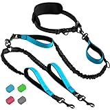 SparklyPets Hands Free Double Dog Leash – Dual Dog Leash for Medium and Large Dogs – Dog Leash for 2 Dogs with Padded Handles, Reflective Stitches, No Pull, Tangle Free