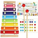 LOOIKOOS Xylophone for Kids Wood Xylophone with 2 Mallets Educational& Preschool Learning Baby Percussion Wooden Musical Instruments Toys for Boys and Girls
