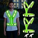Ninodemu 2 Sets Light Up Running Vest, LED Reflective Running Gear, Lighted Saftey Running Vest, Running Lights for Walker Runner Biker, USB Rechargeable Vest for Men Women