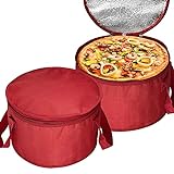 yongzhenlite 2 Pack Round Lunch Bag,Insulated Thermal Pastry and Pie Carrier,Reusable Insulated Cake Cooler Casserole Carrier Bags For Potluck,Picnics Food Delivery,11X7 Inch (Red Color)