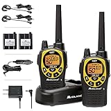 Midland 50 Channel GMRS Two-Way Radio - Long Range Walkie Talkie with 142 Privacy Codes, SOS Siren, and NOAA Weather Alerts and Weather Scan (Black/Yellow, Pair Pack)