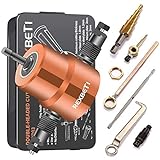 REXBETI Double Headed Sheet Metal Nibbler, Drill Attachment Metal Cutter with Extra Punch and Die, 1 Cutting Hole Accessory and 1 Step Drill Bit, Perfect for Straight Curve and Circle Cutting (Gold)
