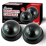 Dummy Fake Security Surveillance CCTV Dome Camera with One Red LED Light Outdoor Indoor Wireless Home Cam System Battery Powered Realistic Look for Home or Business Anti-Theft 2 pack