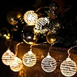 LED Disco Ball Decorations Mirror Disco Ball Ornaments 70s Disco Party Supplies Mini Disco Ball Tree Ornament Light Battery Operated Disco Ball with String(Warm White, 5.91 ft Long)
