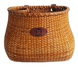 Bike Basket for Women's Beach Cruiser or Scooter The Original Wicker Bicycle Baskets with Built in Cup Holder for Front Handlebar-Classic Vintage Style Handmade Natural Rattan Wicker (Natural)
