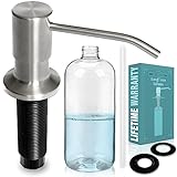 Dish Soap Dispenser for Kitchen Sink - Stainless Steel Pump - Large 17 Ounce Soap Bottle - Mounts to Your Sink Counter - Built-in Dispenser (Rustproof Stainless Steel Brushed Nickel Finish)