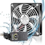GDSTIME 120mm Waterproof Fan with Speed Controller, IP67 12V Computer Fan with AC Plug, 110V 120V 220V AC Powered Ventilation Exhaust Fan for Receiver Terrarium Biltong Box Grow Tent Cabinet Cooling