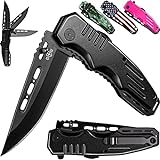GRAND WAY Spring Assisted Knife - Pocket Folding Knife - Military Style - Boy Scouts Knife - Tactical Knife - Good for Camping Hunting Survival Indoor and Outdoor Activities Mens Gift 6681