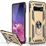 Galaxy S10+ Plus Case Gold,Samsung S10+ Plus Cover,Military Grade 16ft. Drop Tested with Magnetic Ring Kickstand Compatible with Car Mount Holder Protective Phone Case for Samsung Galaxy S10 Plus