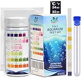 SJ WAVE 7 in 1 Aquarium Test Kit for Freshwater Aquarium | Fast & Accurate Water Quality Testing Strips for Aquariums & Ponds | Monitors pH, Hardness, Nitrate, Temperature and More (100 Tests)