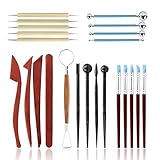 Polymer Clay Tools,23 pcs Modeling Clay Sculpting Tools Kits for Pottery Sculpture, Include Wooden Dotting Tools,Rubber Tip Pens,Ball Stylus Tool,Modeling Tools Pottery Tools,Rosewood Ceramics Tool