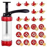 Cookie Press Set, Churro Maker with 12 Discs and 10 Cake Decorating Tips, Cookie Press for Biscuit and Churro, Red