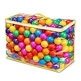 Hovenlay Ball Pit Balls Phthalate Free BPA Free Crush Proof Plastic - 7 Bright Colors in Reusable Play Toys for Kids with Storage Bag
