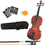 Mendini by Cecilio 16-Inch MA250 Varnish Solid Wood Viola with Case, Bow, Rosin, Bridge and Strings