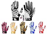 LYRX Professional Football Receiver Gloves with Optimal Silicone Palm Non-Slip Grip Control Ultra-Stick Sports Lightweight Glove and Precision Fit Youth | Adult (Black Shine, Youth XS (5.5'))