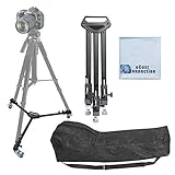 Elite Series Professional Universal Tripod Dolly w/ One Step Easy Lock & Locking Wheels for all Cameras and Camcorders & an eCostConnection Microfiber Cloth