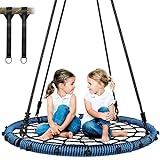 Trekassy 750 lb Spider Web Saucer Swing 40 inch for Tree Kids with Steel Frame and 2 Hanging Straps