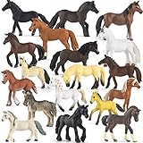 Divwa 18 Pcs Plastic Horse Figure Toy Set for Kid, 2.5'' Miniature Realistic Pony Horse Toy Figurine Farm Animal Toy Gift for Boy Girl, Premium Horse Party Favor Decoration Cake Topper Birthday Pinata