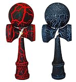 KENDAMA TOY CO. 2 Pack -The Best Kendama for All Kinds of Fun (Full Size) - 2-Pack - Awesome Colors: Red/Black and Blue/Black Crackle -Solid Wood -Create Better Hand & Eye Coordination