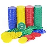 Plastic Poker Chip Set with Storage Box, Casino Style Chip for Texas Home Game Nights, Kids Game Play, Holdem Poker Nights,Roulette Games, Learning Math Counting (with no Denominations)