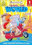 School Zone - Travel the World 1st Grade Learning Workbook - 240 Pages, Ages 6 to 7, Stickers, Beginning and Ending Letters, Geography, Culture, and More (Easy-Tear Top Bound Pad) (Learning Tablets)