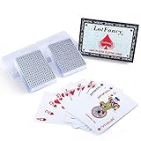 LotFancy Playing Cards, 100% Plastic, Waterproof - 2 Decks of Cards with Plastic Cases, Poker Size Standard Index, for Magic Props, Pool Beach Water Card Games