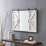 FirsTime & Co. White Hayloft Barn Door Wall Mirror, Large Vintage Decor for for Bedroom, Bathroom Vanity, Wood, Farmhouse, 36 x 26 inches