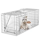HomGarden Live Animal Cage Trap 32'' Steel Humane Release Rodent Cage for Rabbits, Stray Cat, Squirrel, Raccoon, Mole, Gopher, Chicken, Opossum, Skunk, Chipmunks, Groundhog Squire