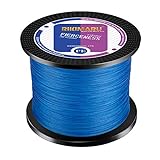 Braided Fishing Line Abrasion Resistant Superline Zero Stretch&Low Memory Extra Thin Diameter Blue 327Yds,100LB