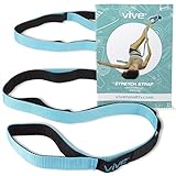 Vive Stretch Strap - Leg Stretch Band to Improve Flexibility - Stretching Out Yoga Strap - Exercise and Physical Therapy Belt for Rehab, Pilates, Dance and Gymnastics with Workout Guide Book (Teal)