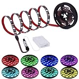 XYOP Led Strip Lights Battery Powered RGB LED Lights Strip 2M 6.56ft Battery Operated Led Battery Lights with 3 Keys Controller Waterproof Battery Led Strip Rope Lights for Decoration