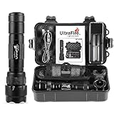 ULTRAFIRE WF-502B LED Tactical Flashlight, 5 Modes 1000 High Lumens Flashlight Torch with Duty Belt Flashlight Holster, UFB26, Bicycle Mount, USB Charger