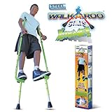 Geospace Original Walkaroo Xtreme Steel Balance Stilts with Height Adjustable Vert Lifters For Outdoor/Indoor Active Play & Exercise; For Adults & Kids up to 250 lbs (Green)