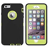 Ai-case Built-in Screen Protector Tough 4 in1 Rugged Shock Proof Cover with Kickstand for iPhone 6/6S Plus - Black/Green