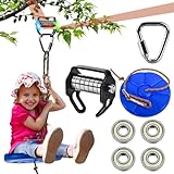ZEROMX Zipline Pulley Kit for Slacklines - Zip Line Kit for Outdoor Backyard Kids and Adult, Turn Slackline into Zipline,Accessory for Warrior Obstacle Course for Kids - 350lb Capacity (with seat)