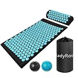LadyRosian Acupressure Mat and Pillow Set with Oxford Bag, for Neck Back Pain, Muscle Relaxation Stress Relief, Relieve Sciatica and Pain Relief Set (Blue)