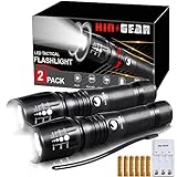 HinsGEAR LED Tactical Flashlight 2 Pack - Super Bright 1000 Lumens Flashlights, High Lumens Handheld Flash Light with 5 Modes, Adjustable Focus, Waterproof, Best Flashlight for Outdoor and Home Use