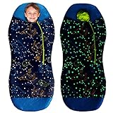 AceCamp Glow in The Dark Mummy Sleeping Bag for Kids and Youth, Temperature Rating 30°F/-1°C, Water-Resistant for Camping, Hiking, and Slumber Party (Blue, Kid's)